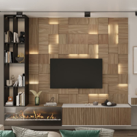 Модульная стеновая 3D панель с LED подсветкой  PIXEL / ОРЕХ