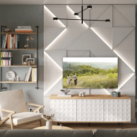 Модульная стеновая 3D панель с LED подсветкой  PRIZMA / МИЛК