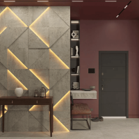 Модульная стеновая 3D панель с LED подсветкой  PRIZMA / БЕТОН БЕЖ