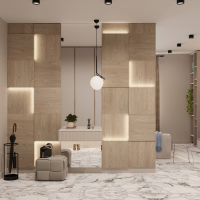 Модульная стеновая 3D панель с LED подсветкой  QUADRO / ДУБ СВЕТЛЫЙ