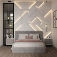 Модульная стеновая 3D панель с LED подсветкой CRYSTAL / МИЛК