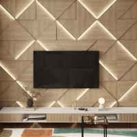 Модульная стеновая 3D панель с LED подсветкой  PRIZMA / ДУБ СВЕТЛЫЙ