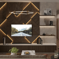 Модульная стеновая 3D панель с LED подсветкой CRYSTAL / ДУБ КАКАО