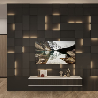 Модульная стеновая 3D панель с LED подсветкой  PIXEL / ДАРК ГРЕЙ