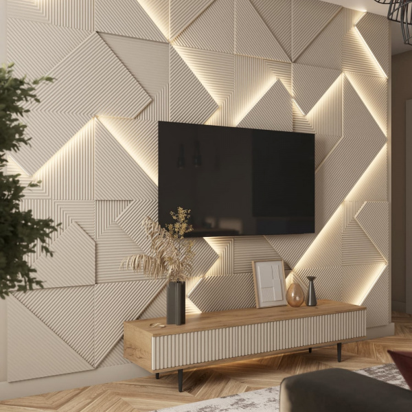 Модульная стеновая 3D панель с LED подсветкой CRYSTAL / АМАРОК