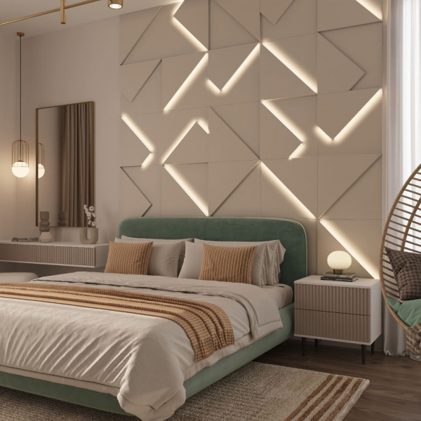 Модульная стеновая 3D панель с LED подсветкой FRACTO / АМАРОК
