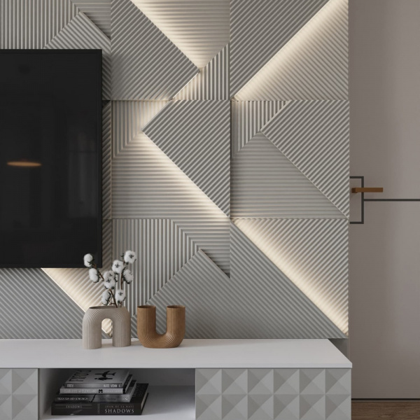 Модульная стеновая 3D панель с LED подсветкой CRYSTAL / КВАРЦ