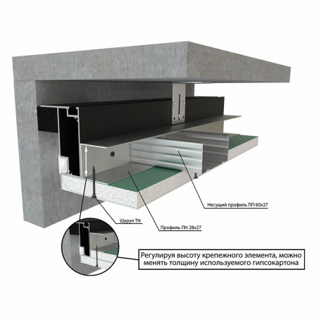 БП 80 - Теневой профиль для гипсокартона FerGipps. Длина 2 м.п.
