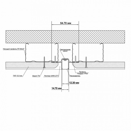 РП 12 - Разделительный профиль для гипсокартона FerGipps. Длина 2 м.п.
