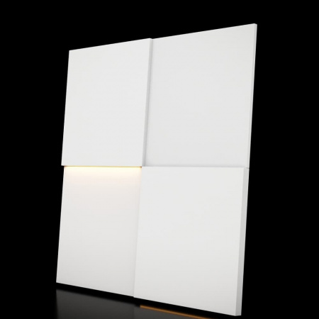 Модульная стеновая 3D панель с LED подсветкой  QUADRO / МИЛК