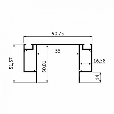 НЛ 52 - Ниша для линейного освещения для гипсокартона FerGipps. Длина 2 м.п.