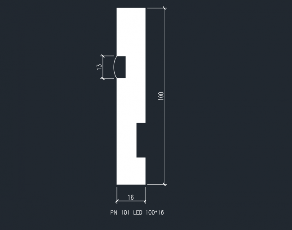 Плинтус для подсветки LED «EVROWOOD» PN 101 2000х100х16 мм.