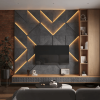 Модульная стеновая 3D панель с LED подсветкой  PRIZMA / БЕТОН ГРАФИТ