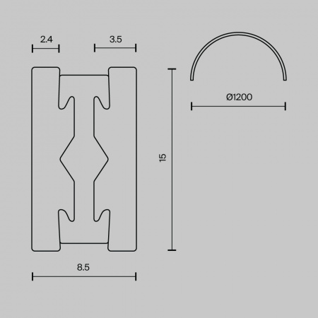 Шинопровод накладной/подвесной Technical TRX154-2SR-D1200-PT