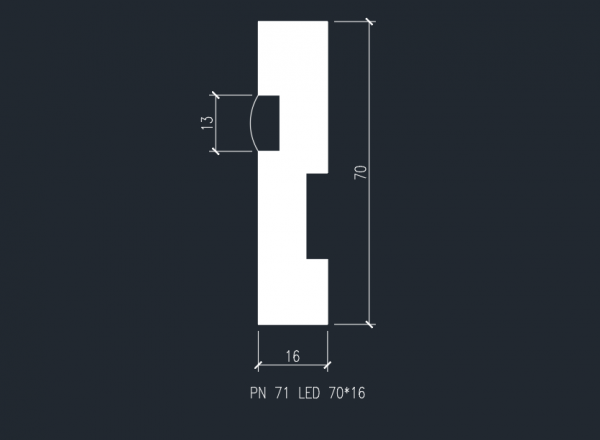 Плинтус для подсветки LED «EVROWOOD» PN 021 2000х70х16 мм.