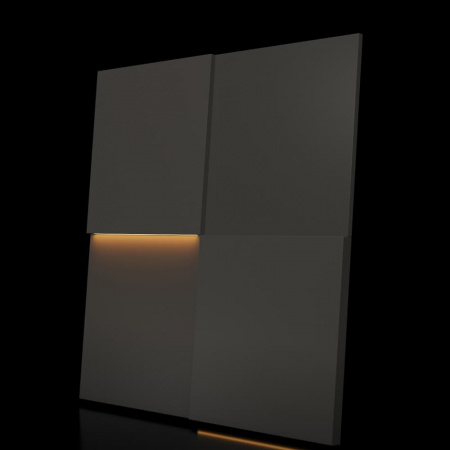 Модульная стеновая 3D панель с LED подсветкой  QUADRO / ДАРК ГРЕЙ