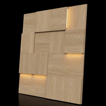 Модульная стеновая 3D панель с LED подсветкой  PIXEL / ДУБ СВЕТЛЫЙ