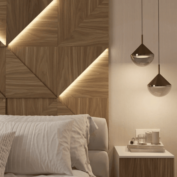 Модульная стеновая 3D панель с LED подсветкой  PRIZMA / ОРЕХ