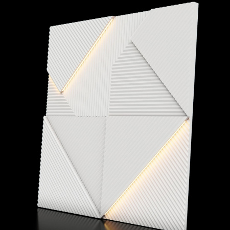 Модульная стеновая 3D панель с LED подсветкой CRYSTAL / МИЛК