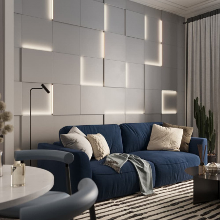 Модульная стеновая 3D панель с LED подсветкой  QUADRO / КВАРЦ
