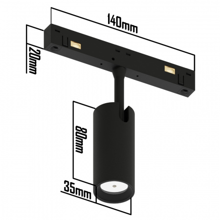 S23 Светильник SPOT MAGNETIC 48V 10W 24° CRI90 OSRAM 4000K | Черный корпус D35х80mm - FerGipps