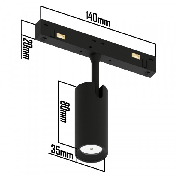 S23 Светильник SPOT MAGNETIC 48V 10W 24° CRI90 OSRAM 4000K | Черный корпус D35х80mm - FerGipps