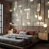 Модульная стеновая 3D панель с LED подсветкой  PIXEL / БЕТОН БЕЖ