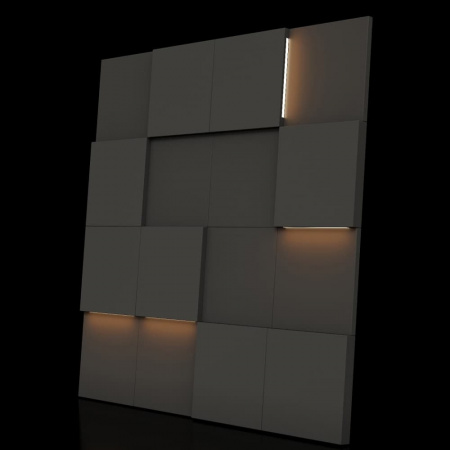 Модульная стеновая 3D панель с LED подсветкой  PIXEL / ДАРК ГРЕЙ