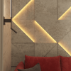 Модульная стеновая 3D панель с LED подсветкой  PRIZMA / БЕТОН БЕЖ