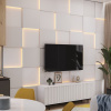 Модульная стеновая 3D панель с LED подсветкой  QUADRO / МИЛК
