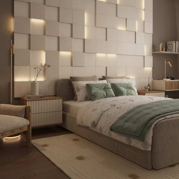 Модульная стеновая 3D панель с LED подсветкой  PIXEL / АМАРОК
