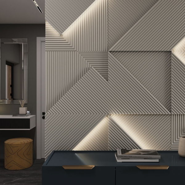 Модульная стеновая 3D панель с LED подсветкой CRYSTAL / КВАРЦ
