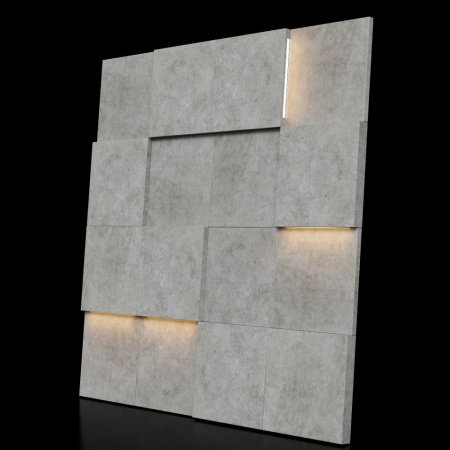 Модульная стеновая 3D панель с LED подсветкой  PIXEL / БЕТОН