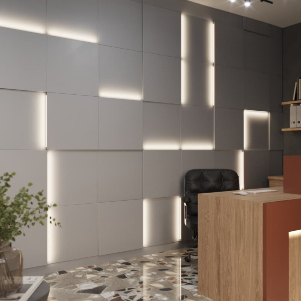 Модульная стеновая 3D панель с LED подсветкой  QUADRO / КВАРЦ