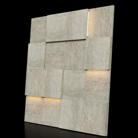 Модульная стеновая 3D панель с LED подсветкой  PIXEL / БЕТОН БЕЖ