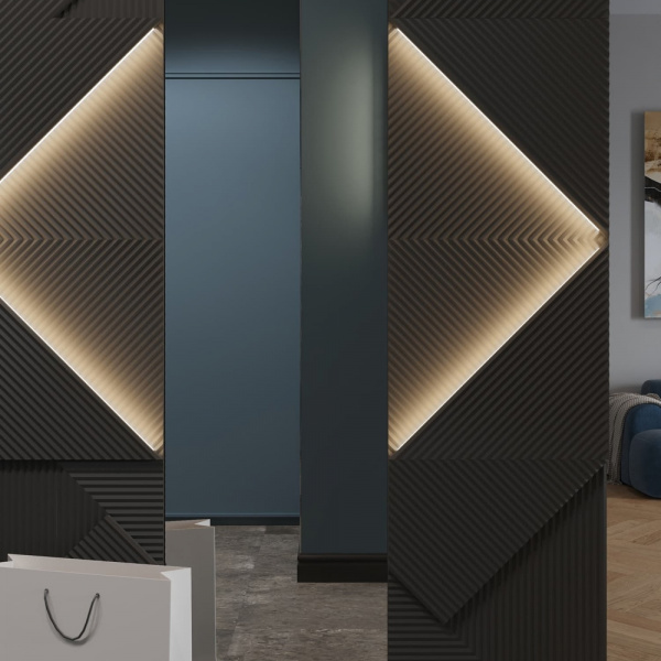 Модульная стеновая 3D панель с LED подсветкой CRYSTAL / ДАРК ГРЕЙ