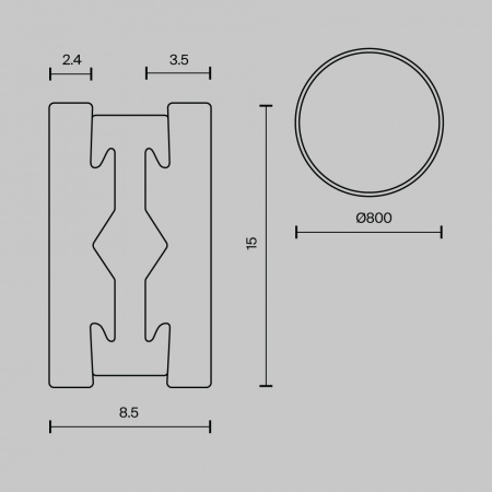 Шинопровод накладной/подвесной Technical TRX154-R-D800-B