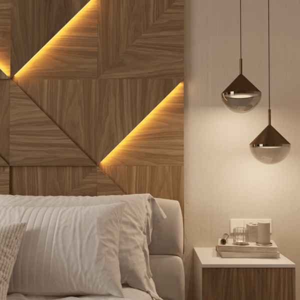 Модульная стеновая 3D панель с LED подсветкой  PRIZMA / ОРЕХ