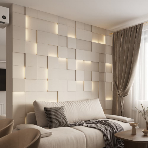 Модульная стеновая 3D панель с LED подсветкой  PIXEL / АМАРОК