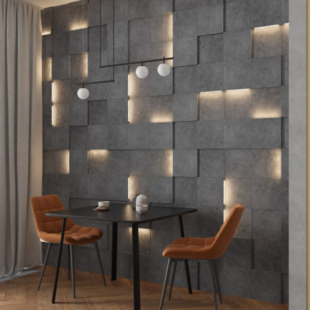 Модульная стеновая 3D панель с LED подсветкой  PIXEL / ГРАФИТ
