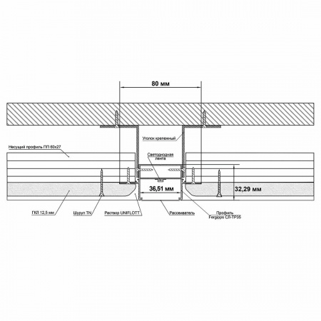 СЛ ТР 35 - Световая линия для гипсокартона FerGipps. Длина 2 м.п.