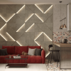 Модульная стеновая 3D панель с LED подсветкой  PRIZMA / БЕТОН БЕЖ