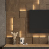 Модульная стеновая 3D панель с LED подсветкой  PIXEL / ДУБ КАКАО
