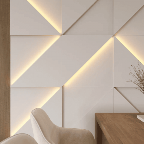 Модульная стеновая 3D панель с LED подсветкой  PRIZMA / МИЛК