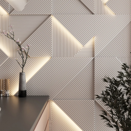 Модульная стеновая 3D панель с LED подсветкой CRYSTAL / МИЛК