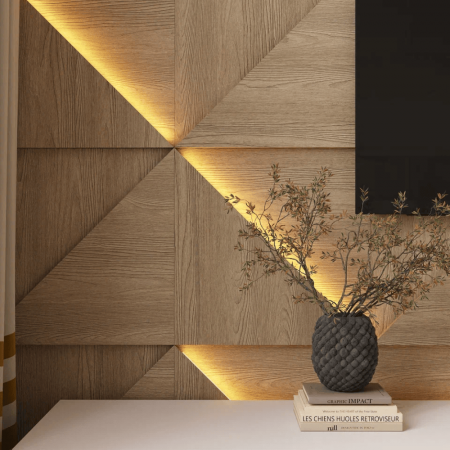 Модульная стеновая 3D панель с LED подсветкой  PRIZMA / ДУБ СВЕТЛЫЙ