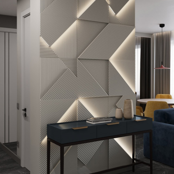 Модульная стеновая 3D панель с LED подсветкой CRYSTAL / КВАРЦ