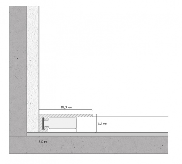 Микроплинтус МП-18. Длина 2 м.п. 6 пружин.