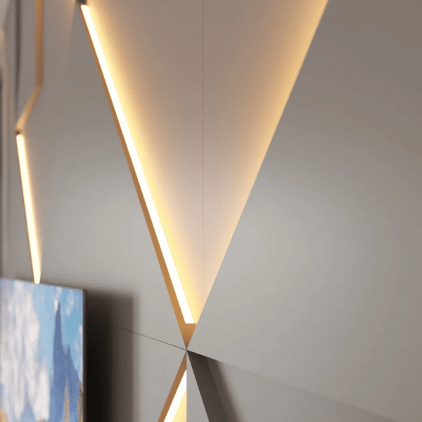 Модульная стеновая 3D панель с LED подсветкой  PRIZMA / КВАРЦ