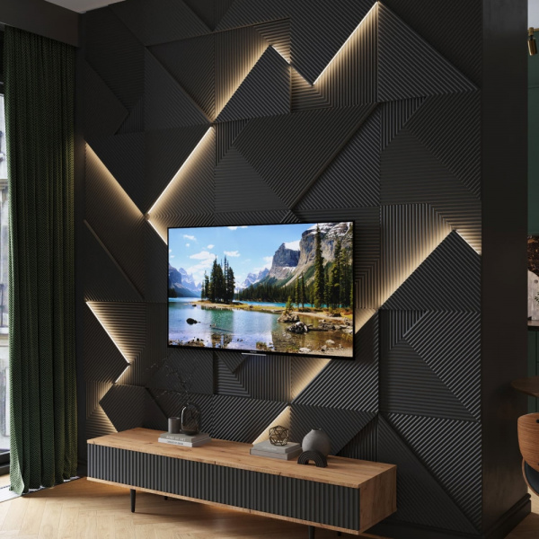 Модульная стеновая 3D панель с LED подсветкой CRYSTAL / ДАРК ГРЕЙ